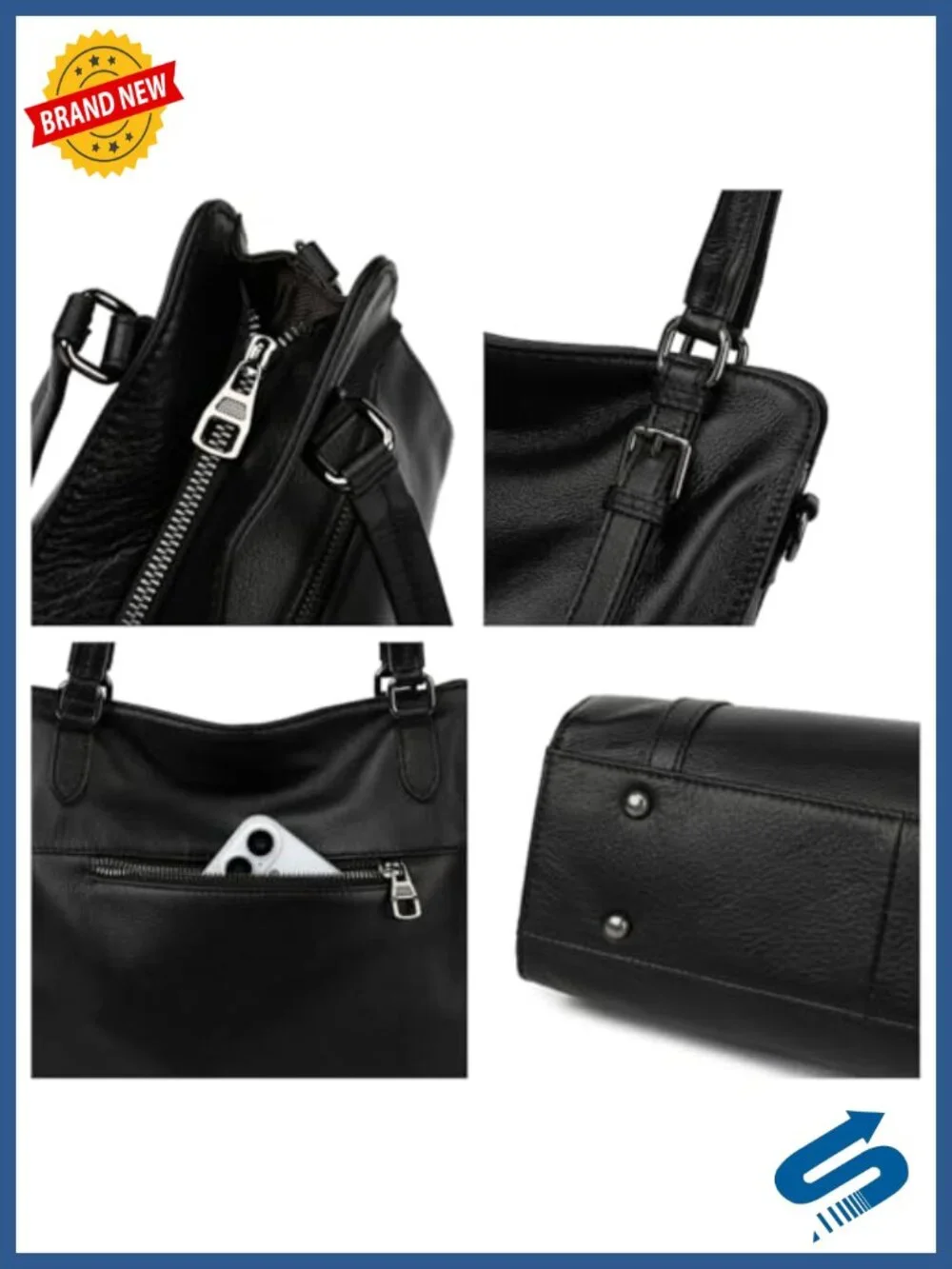 Genuine Leather Hobo Bag Women Crossbody Shoulder Purse Adjustable Strap Handbag
